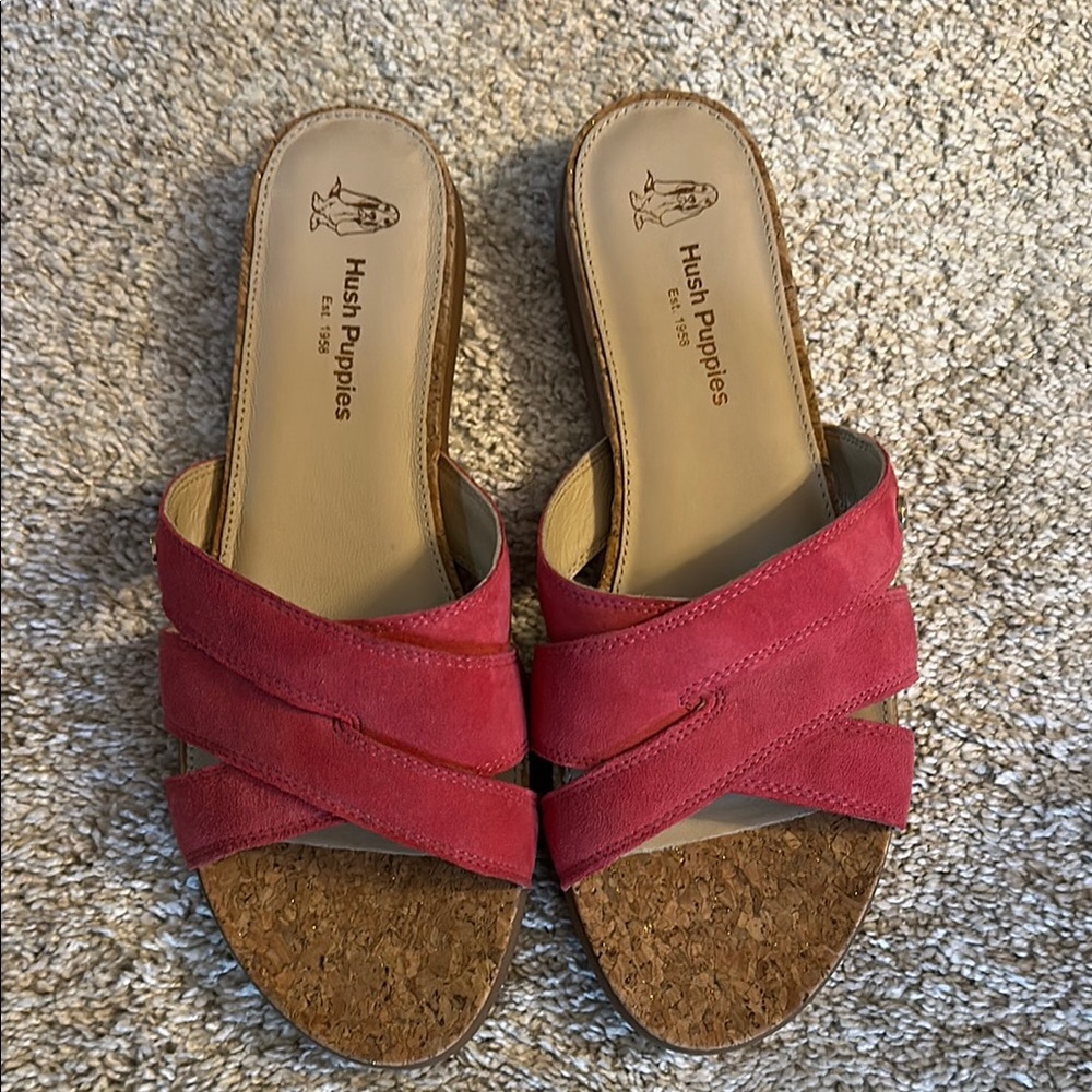 Hush Puppies Women's Pink Leather Sandals